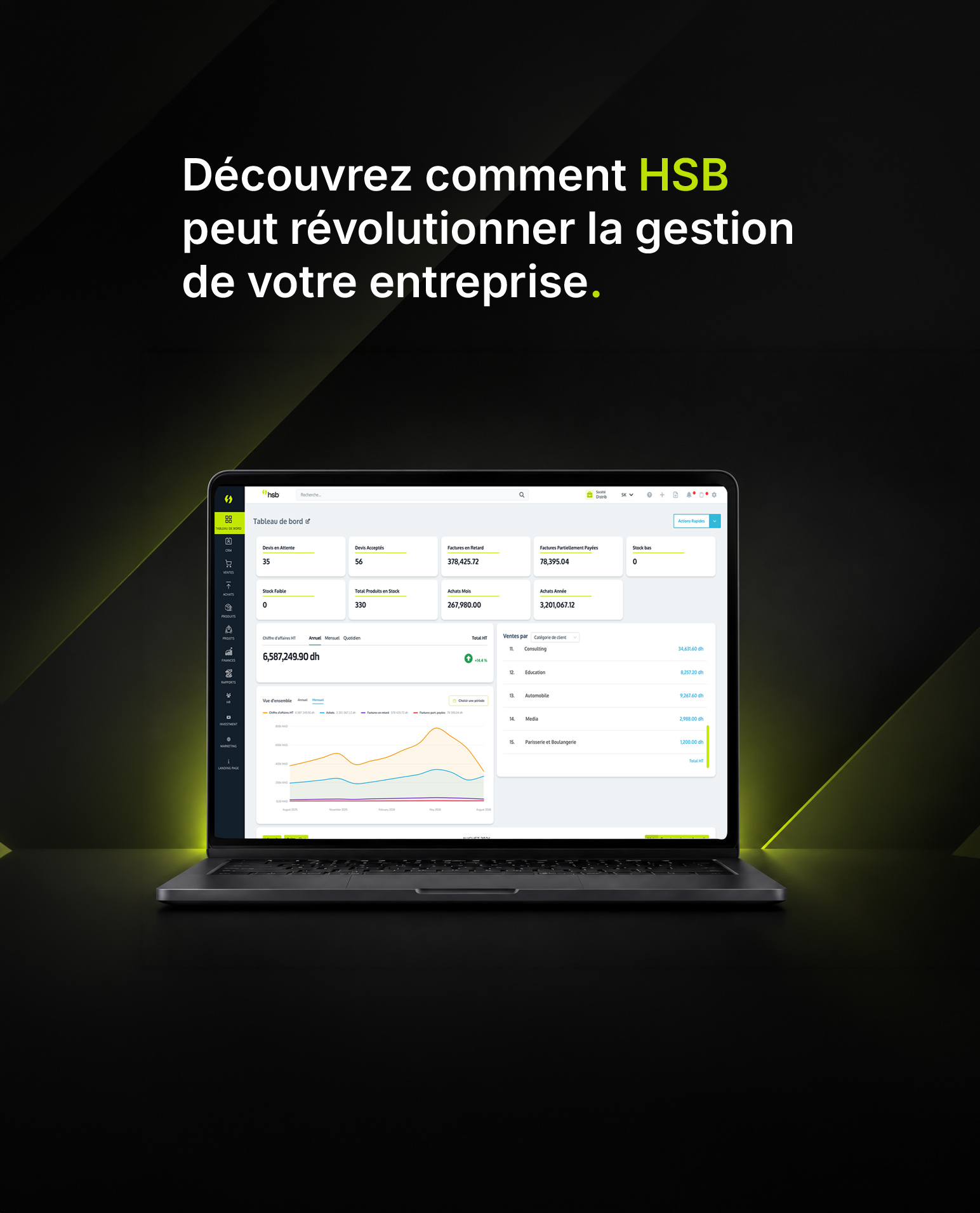 Aper&ccedil;u de la plateforme HSB sur ordinateur portable